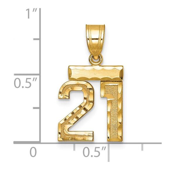 14k Yellow Gold, Varsity Collection, Small D/C Pendant Number 21 - Picture 3 of 4